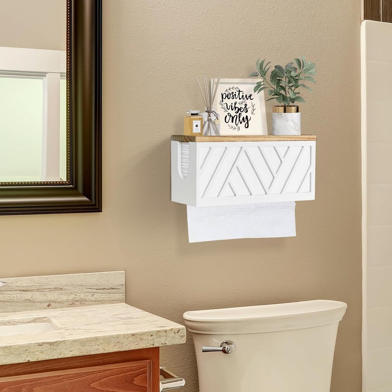 Jorkol Paper Towel Dispenser Wall Mount, Paper Towel Holder Wall Mounted with Lid, Solid Wood Commercial C-Fold, Z-Fold, Trifold Hand Paper Towel Holder Dispenser Hand Towel Holder for Bathroom Kitchen Decor - Image 5